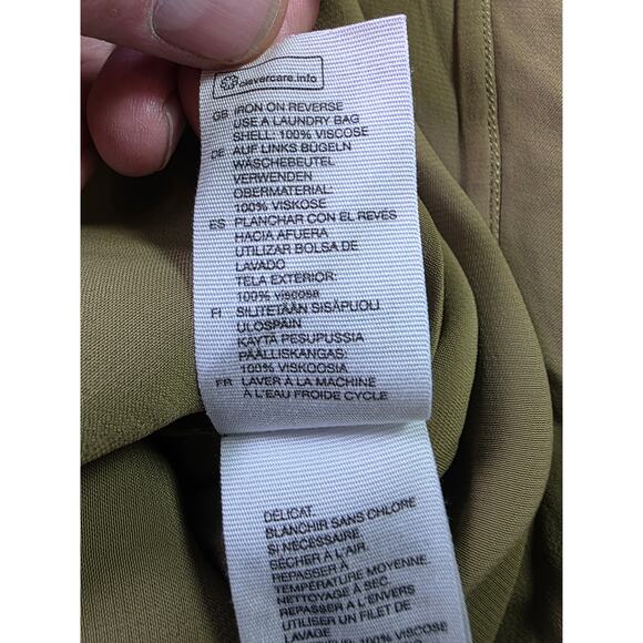 & OTHER STORIES Capsule Olive Green Slip Midi Front Slit Dress SZ 4 - Picture 9 of 10